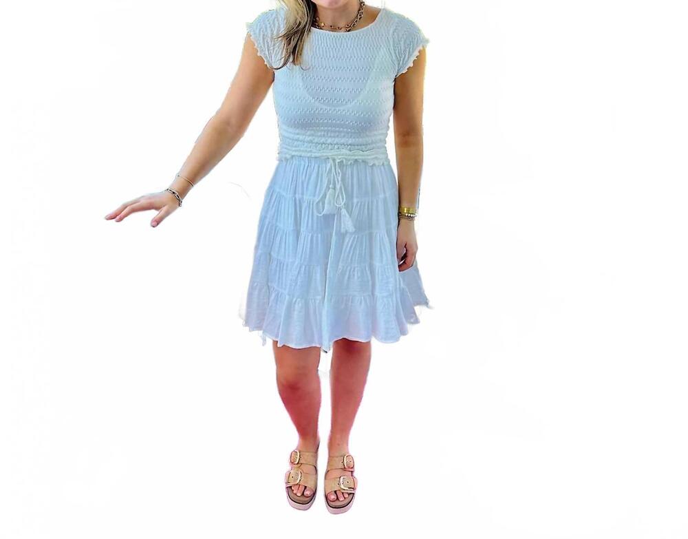 NEW HEM & THREAD tiered mini skirt in white